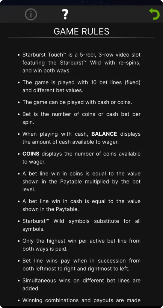 Winning combination with wilds in Starburst slot